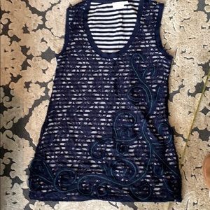 Anthropologie sleeveless top with lace overlay